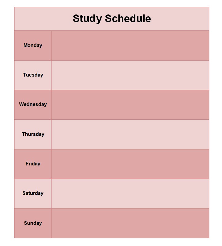 Clean Study Schedule Template